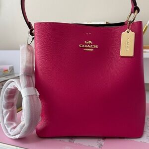 Coach Bold Pink Leather Shoulder Bag